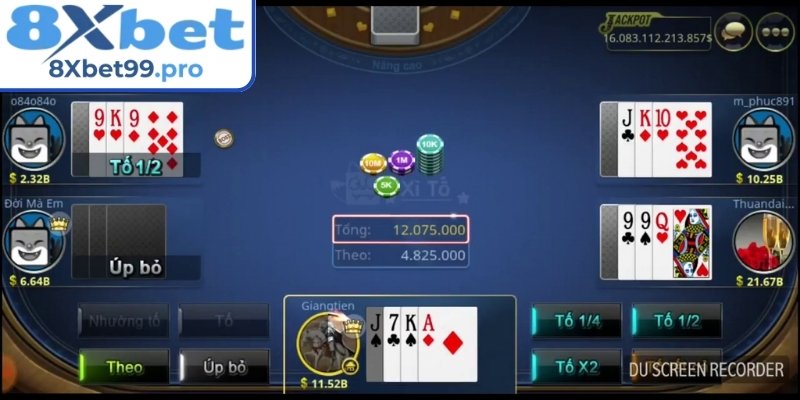 Hành động dùng trong ván Xì Tố tại 8xbet